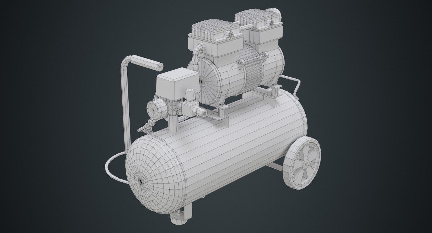 Air Compressor 3B Low-poly 3D model_8