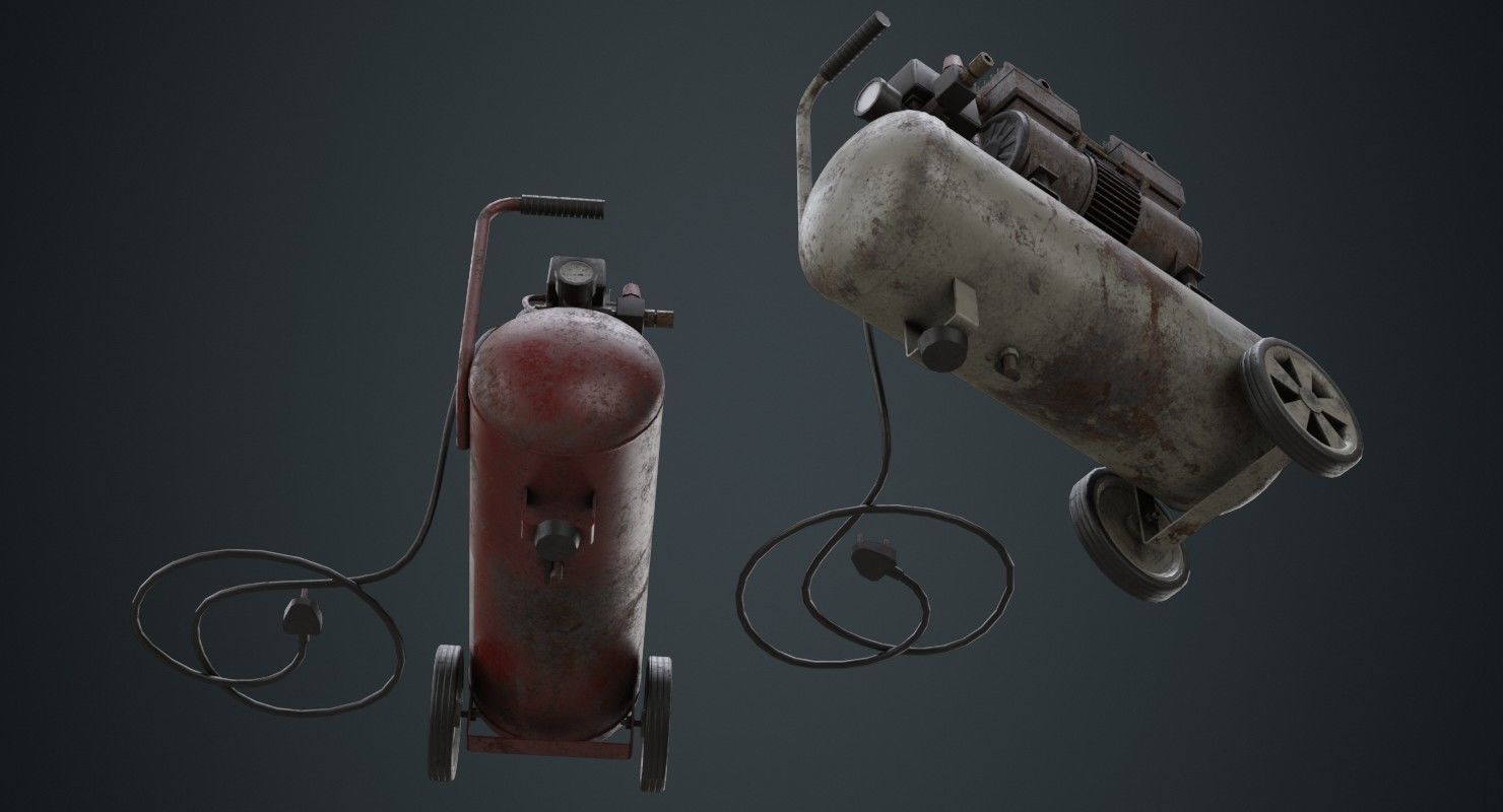Air Compressor 3B Low-poly 3D model_2