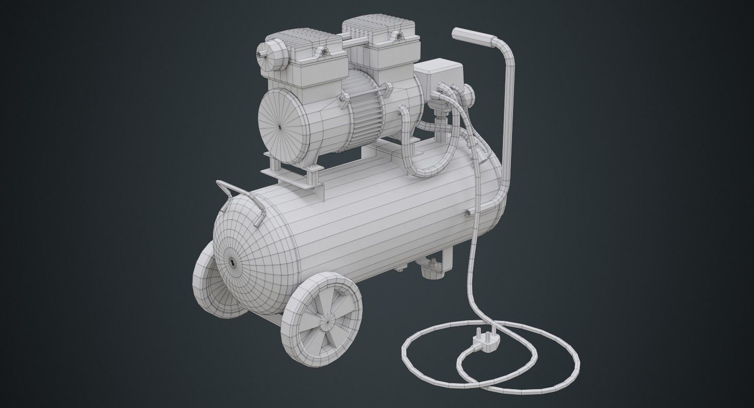 Air Compressor 3B Low-poly 3D model_9