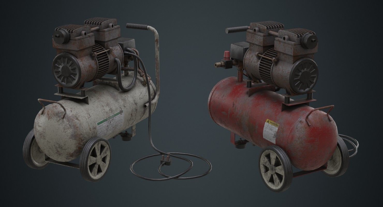 Air Compressor 3B Low-poly 3D model_1