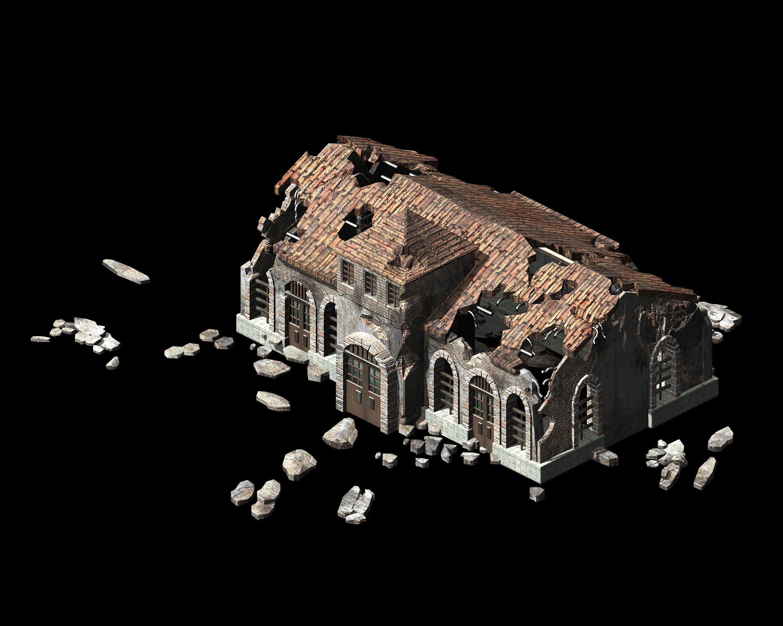 Future World - Ruins 01 3D model_7