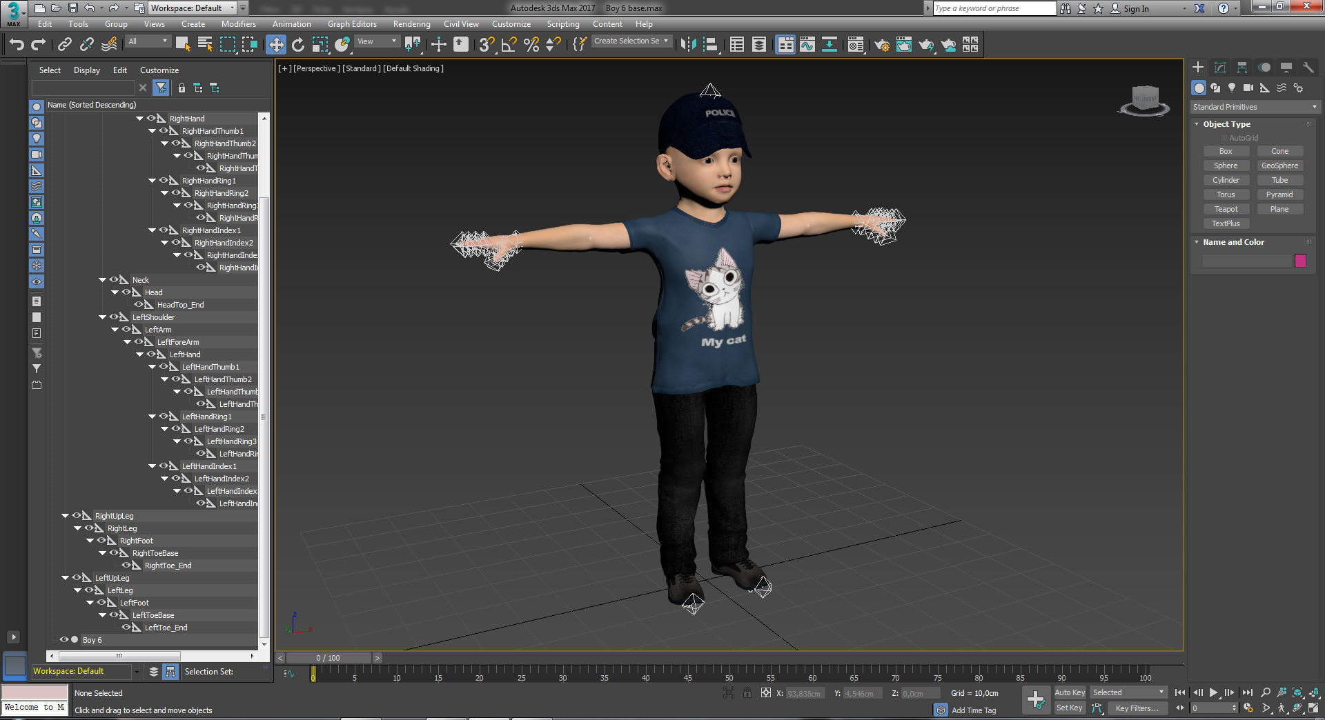 Boy 6 little wearing cap and t - shirt 3D model_12