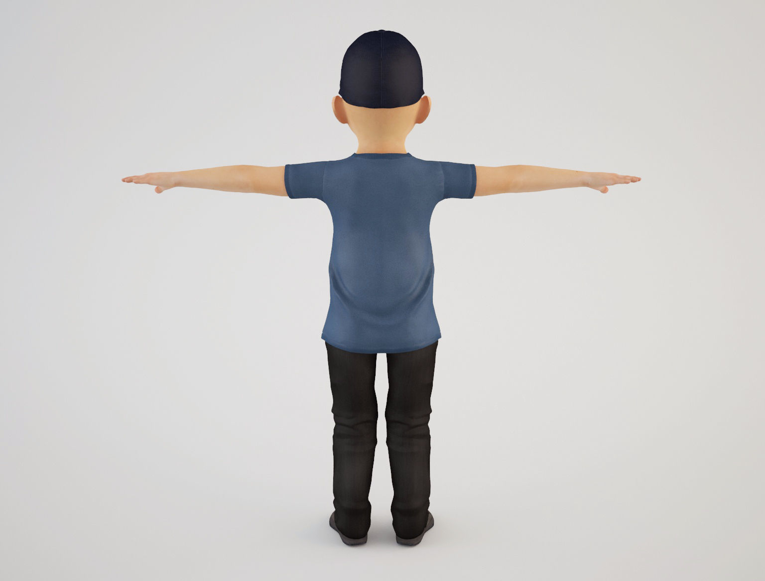 Boy 6 little wearing cap and t - shirt 3D model_3