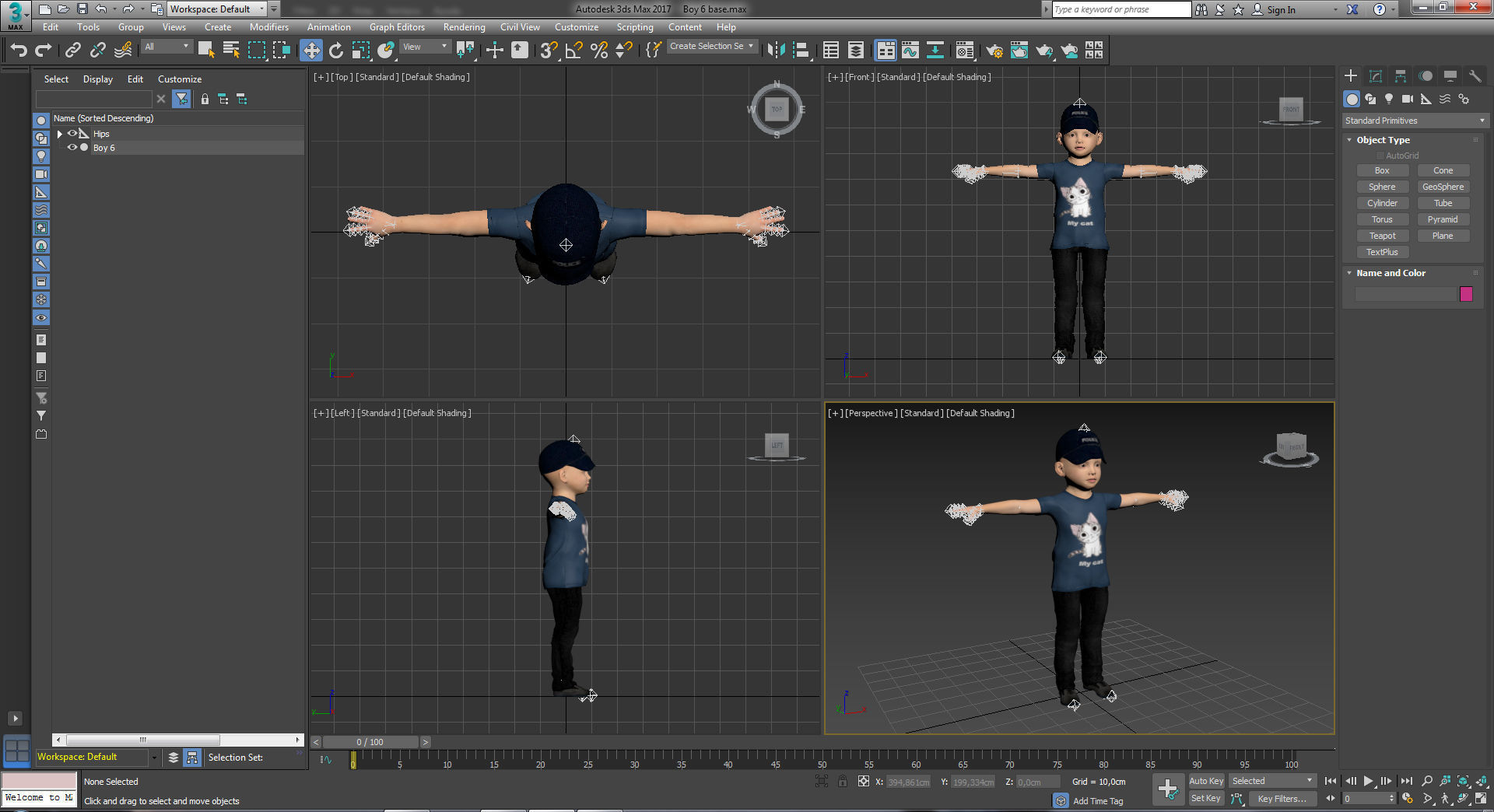 Boy 6 little wearing cap and t - shirt 3D model_13