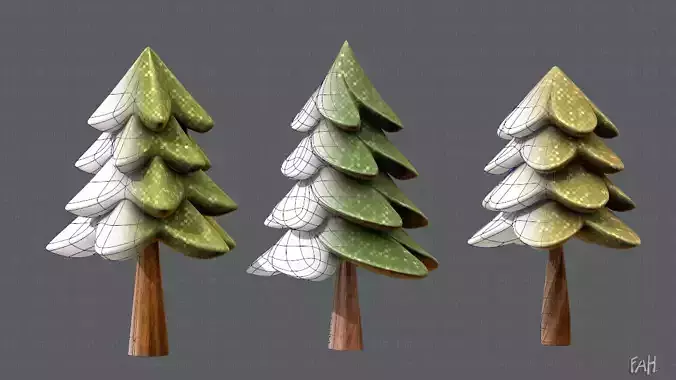 Trees Cartoon V02 Low-poly 3D model