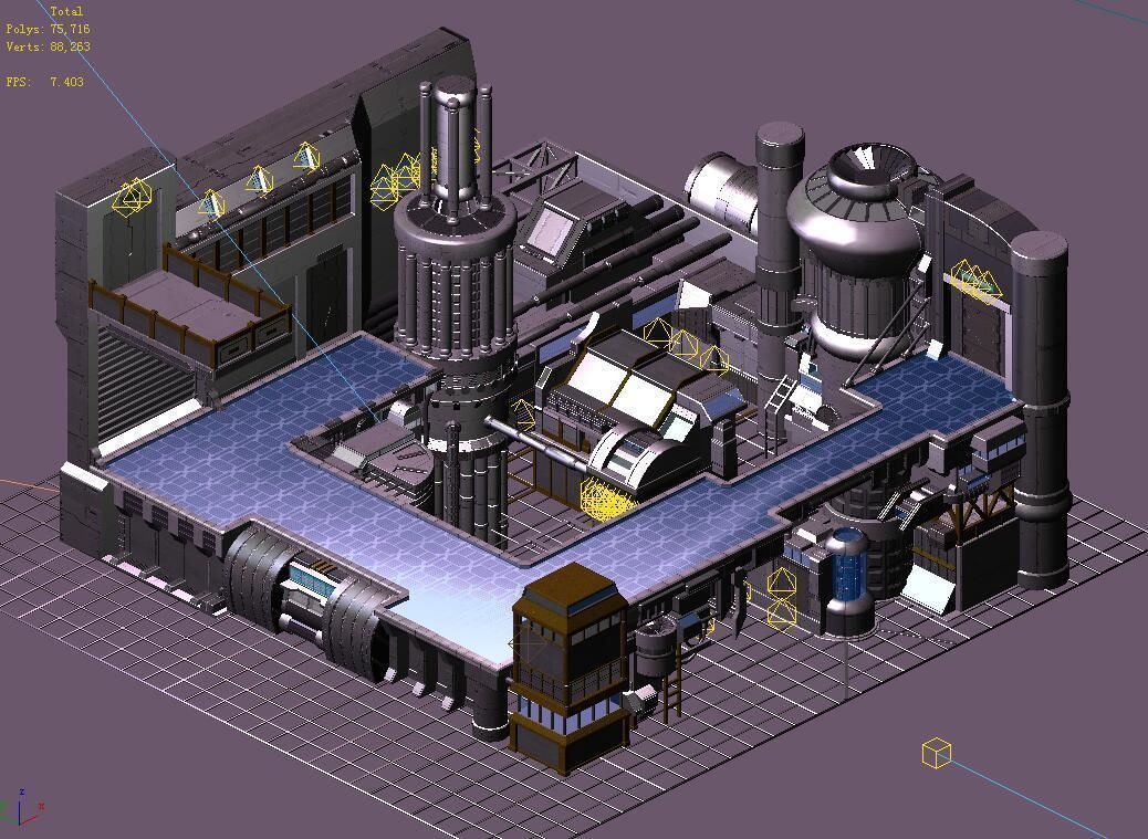 Future world - factory - indoor 3D model_1