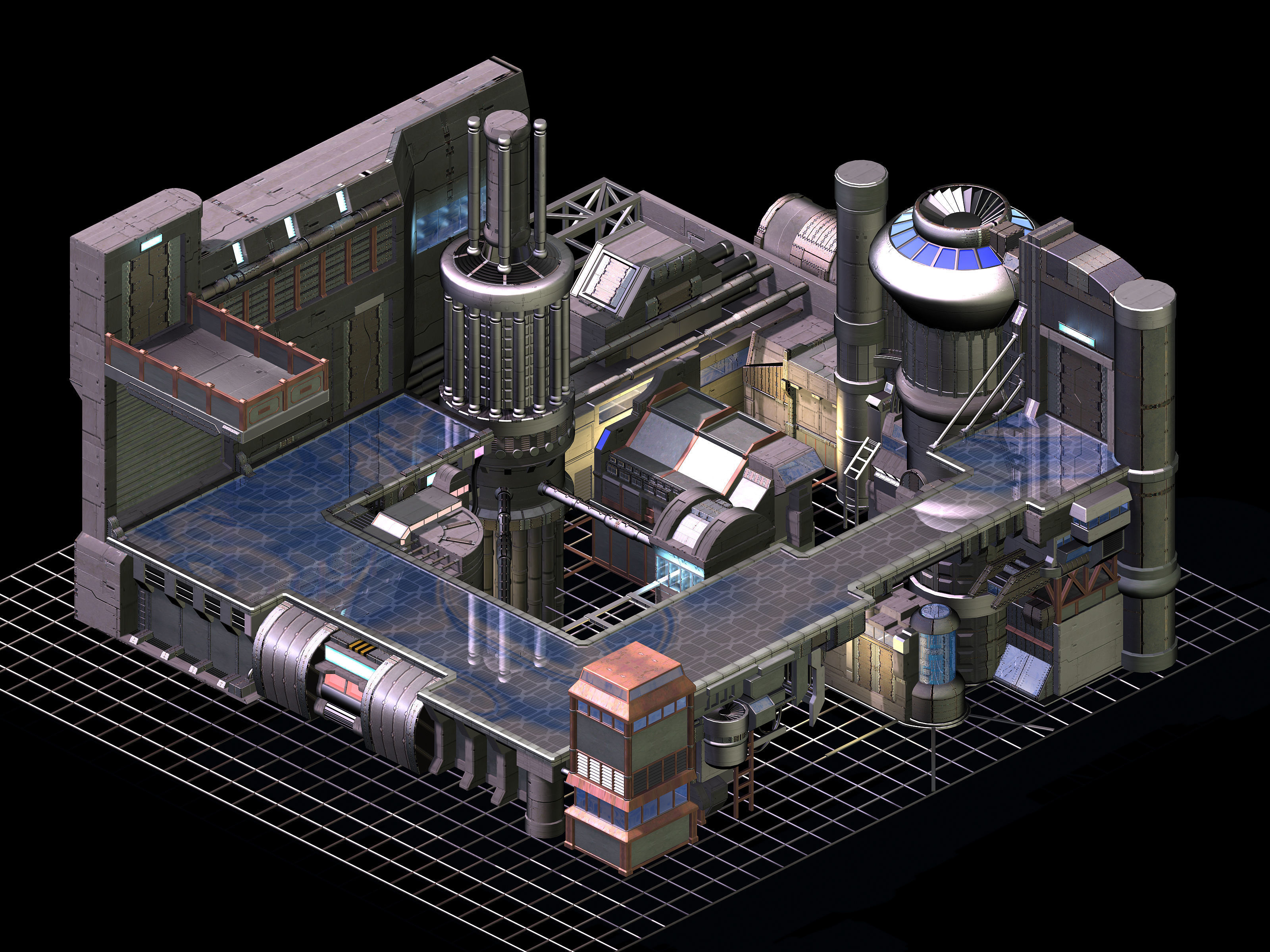 Future world - factory - indoor 3D model_4