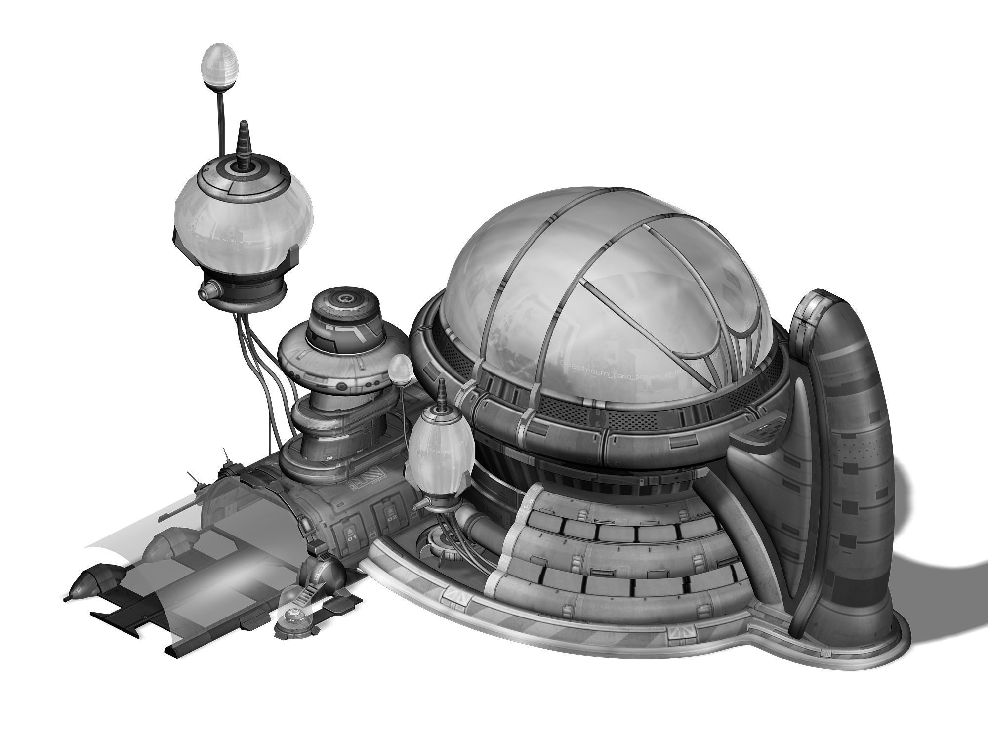 Future World - Undersea Building 01 3D model_4