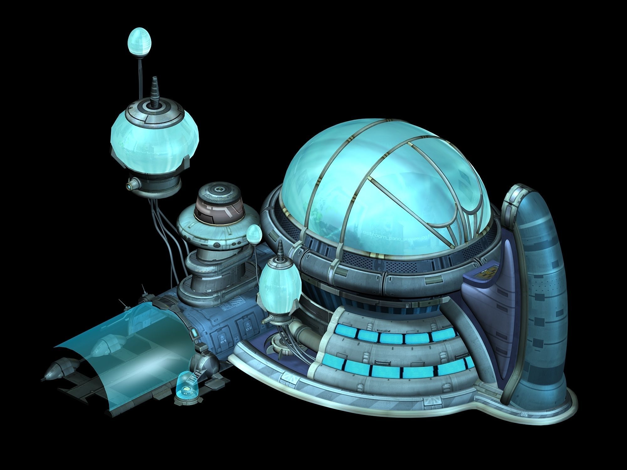 Future World - Undersea Building 01 3D model_2