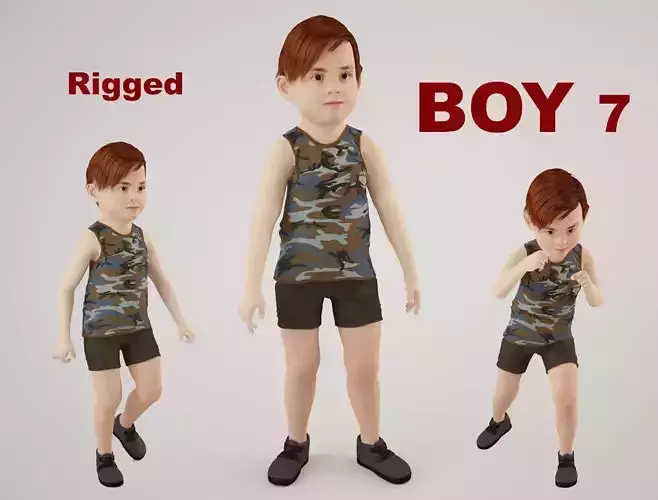 Boy 7 in camouflage 3D model