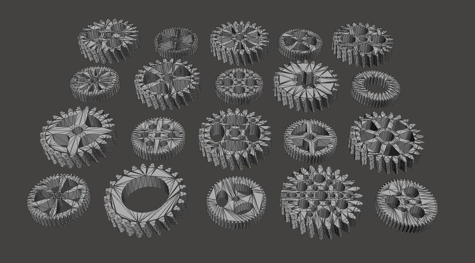 Gear set of gears Low-poly 3D model_8