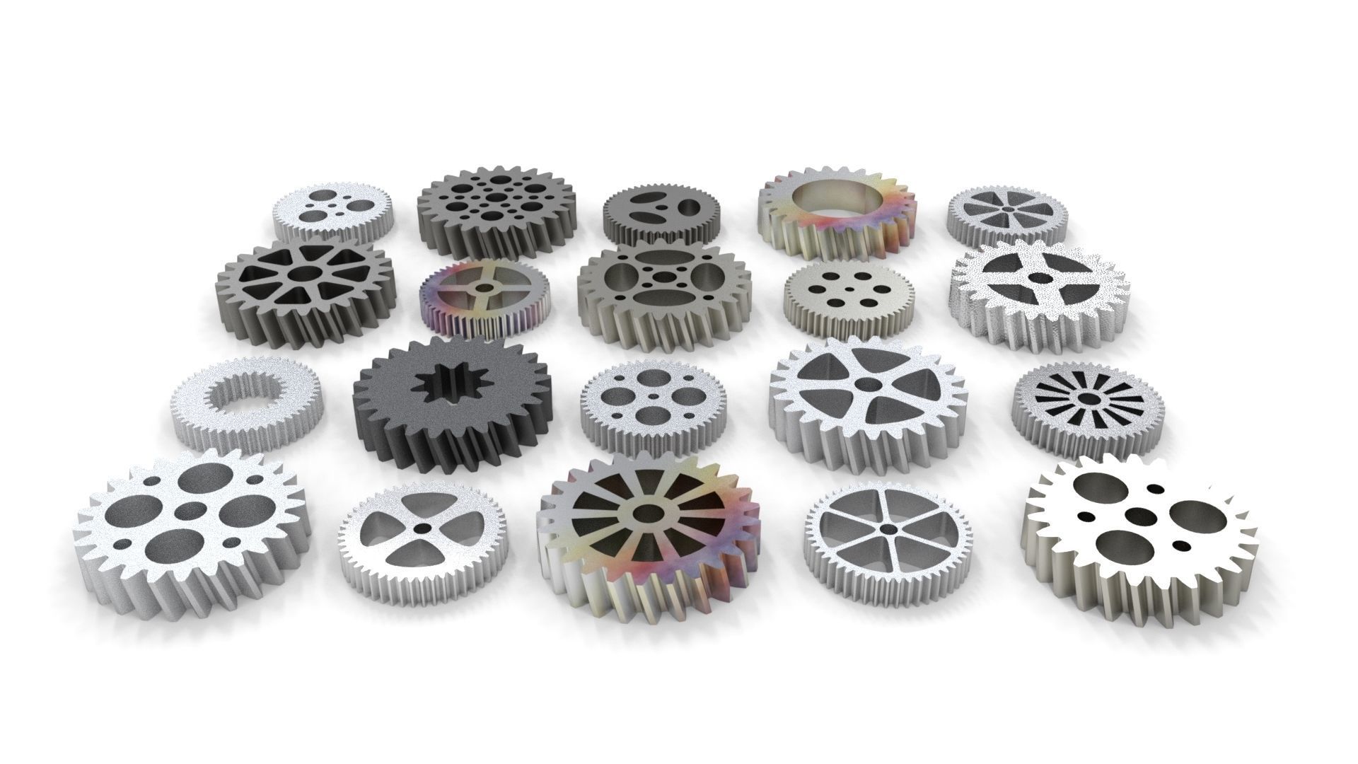 Gear set of gears Low-poly 3D model_1