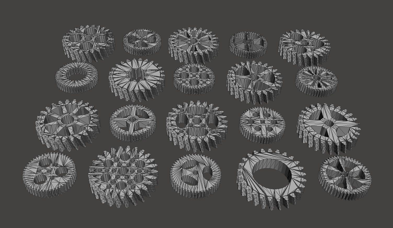 Gear set of gears Low-poly 3D model_7