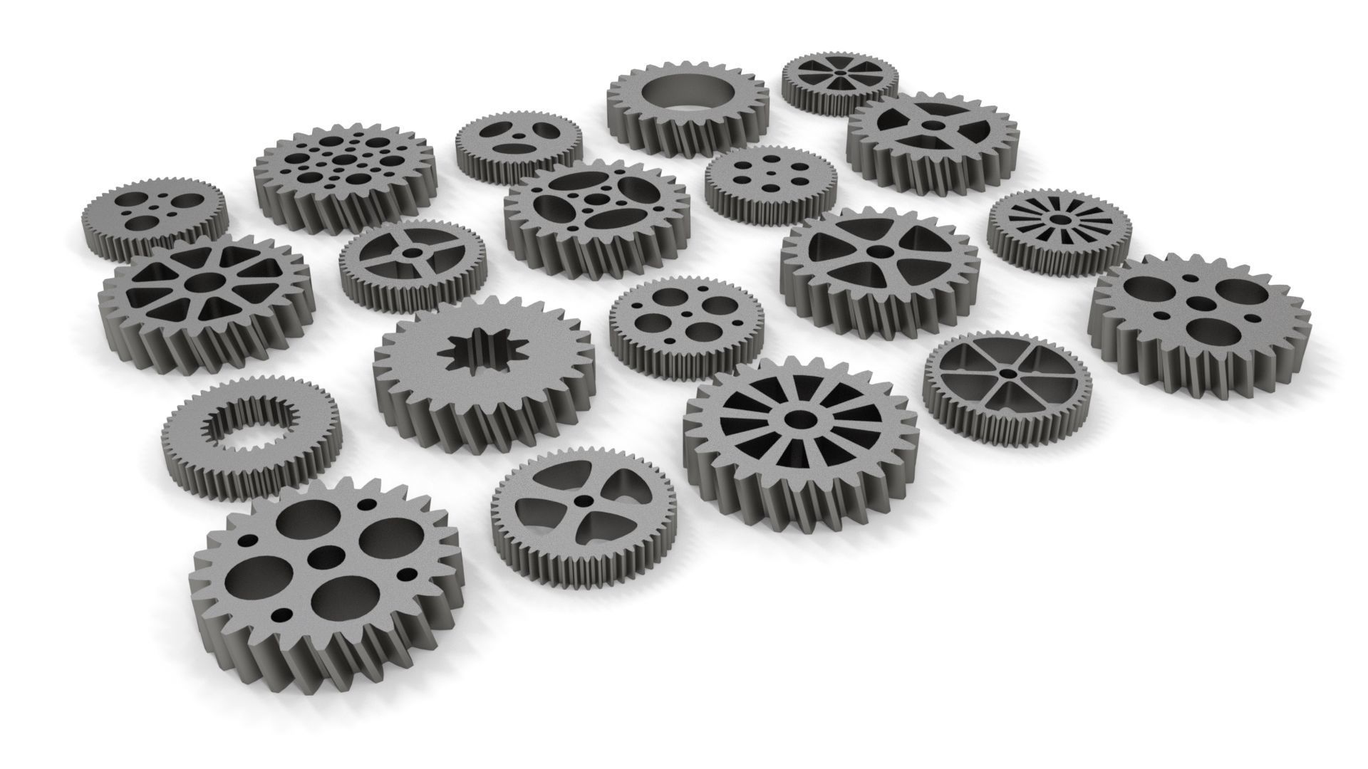 Gear set of gears Low-poly 3D model_2