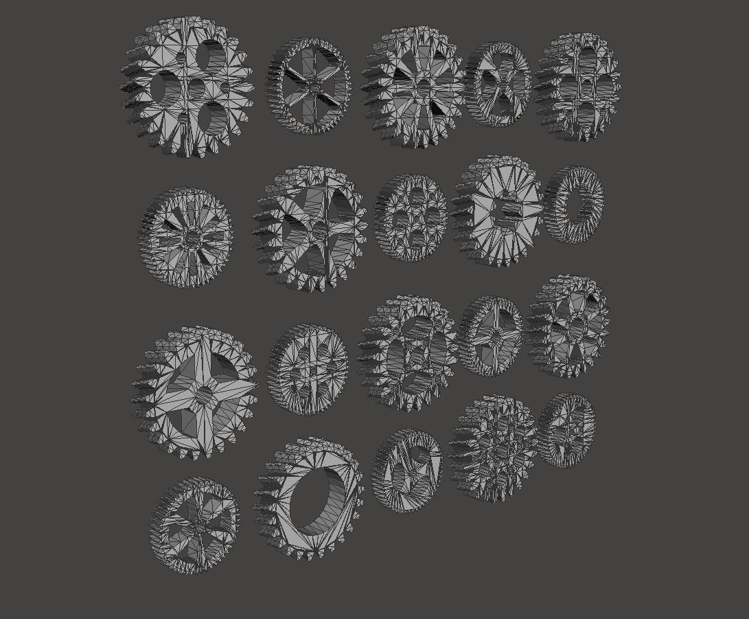 Gear set of gears Low-poly 3D model_5