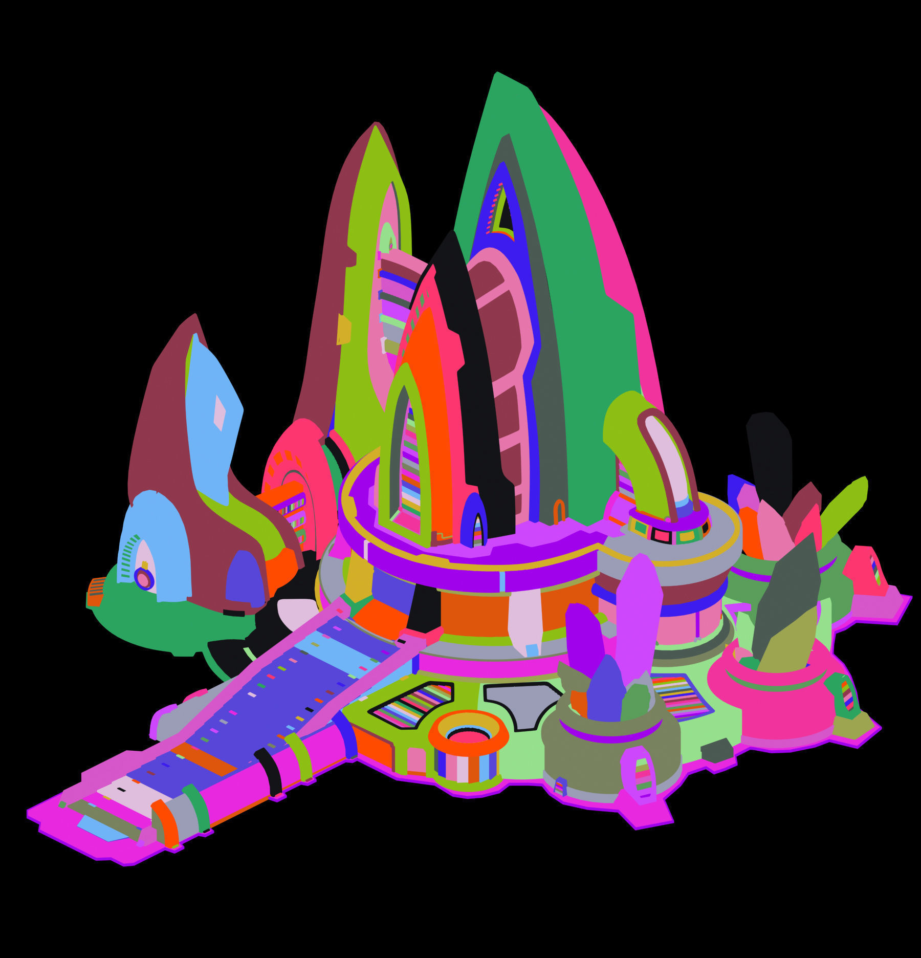 Future World - Crystal Energy - Architecture 3D model_4