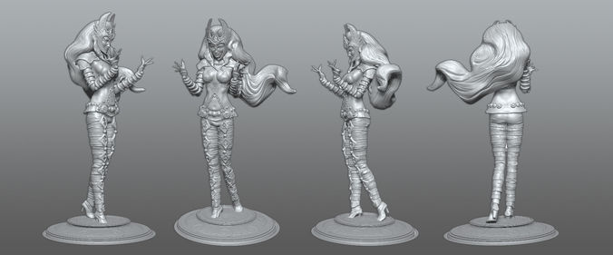 The Enchantress silver statue of woman 3D print model