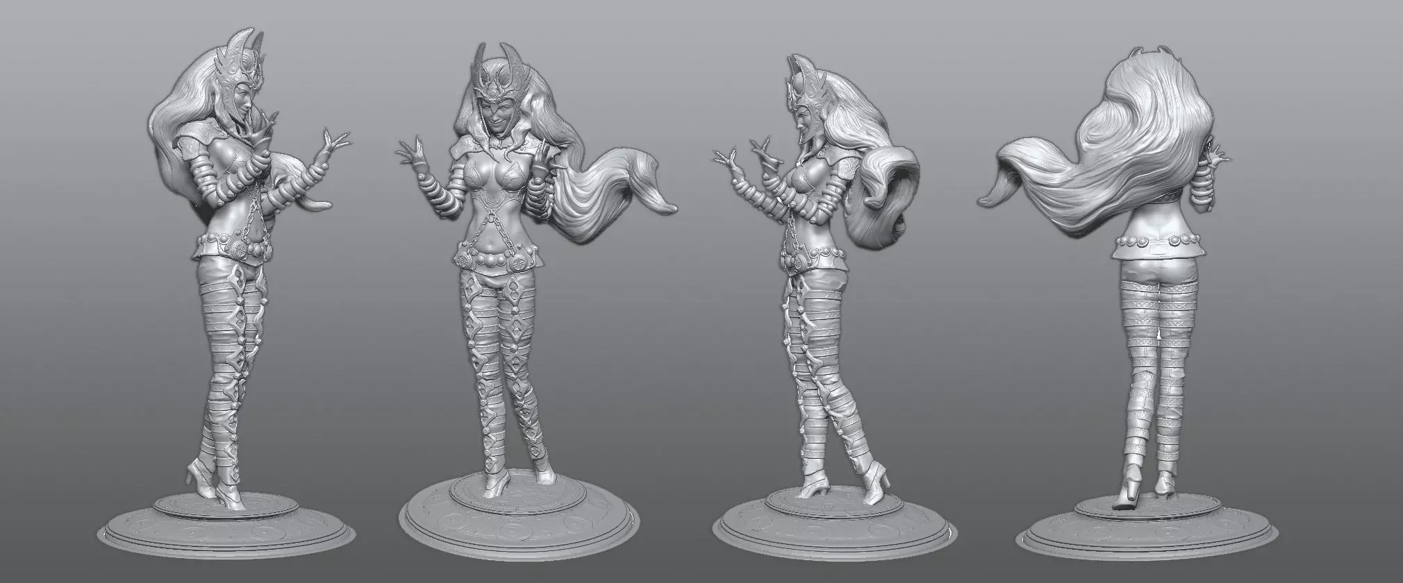 The Enchantress silver statue of woman 3D print model_0
