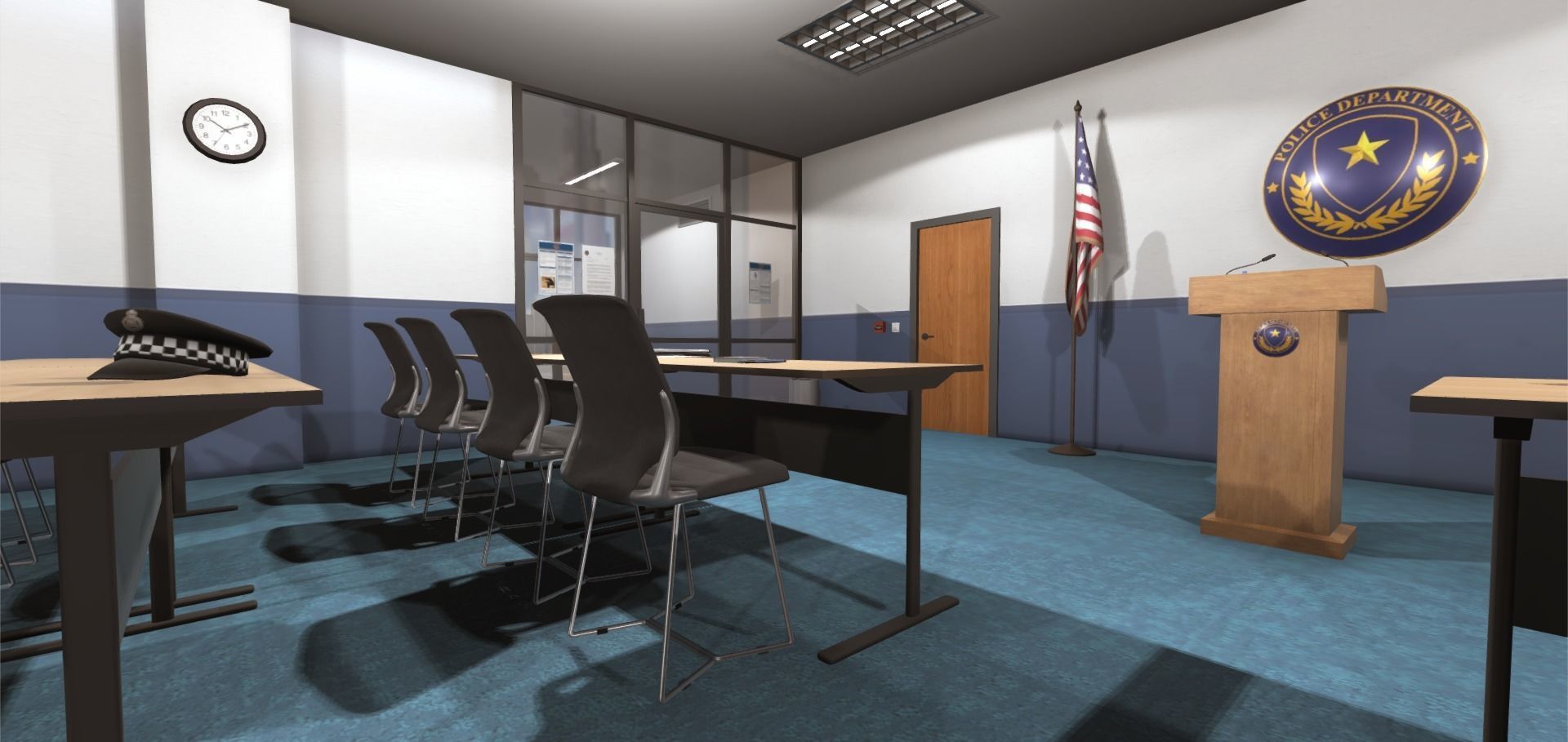 Police Conference Room Low-poly 3D model_7