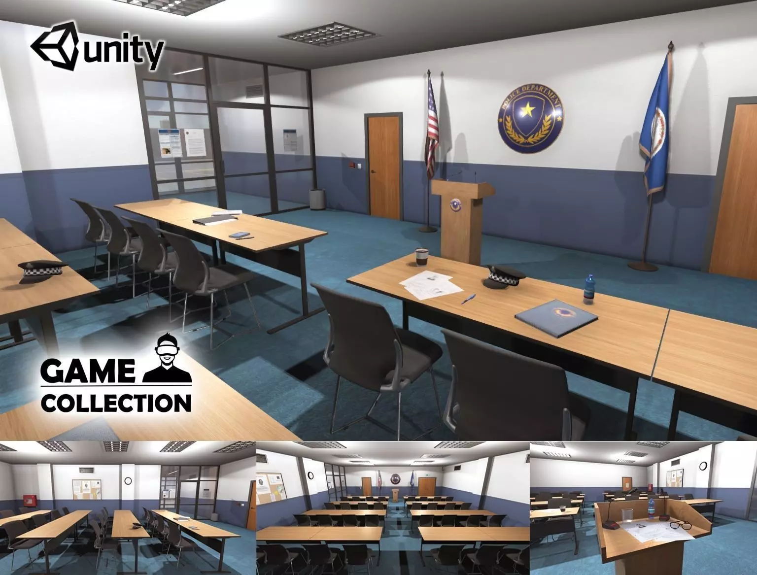 Police Conference Room Low-poly 3D model_0