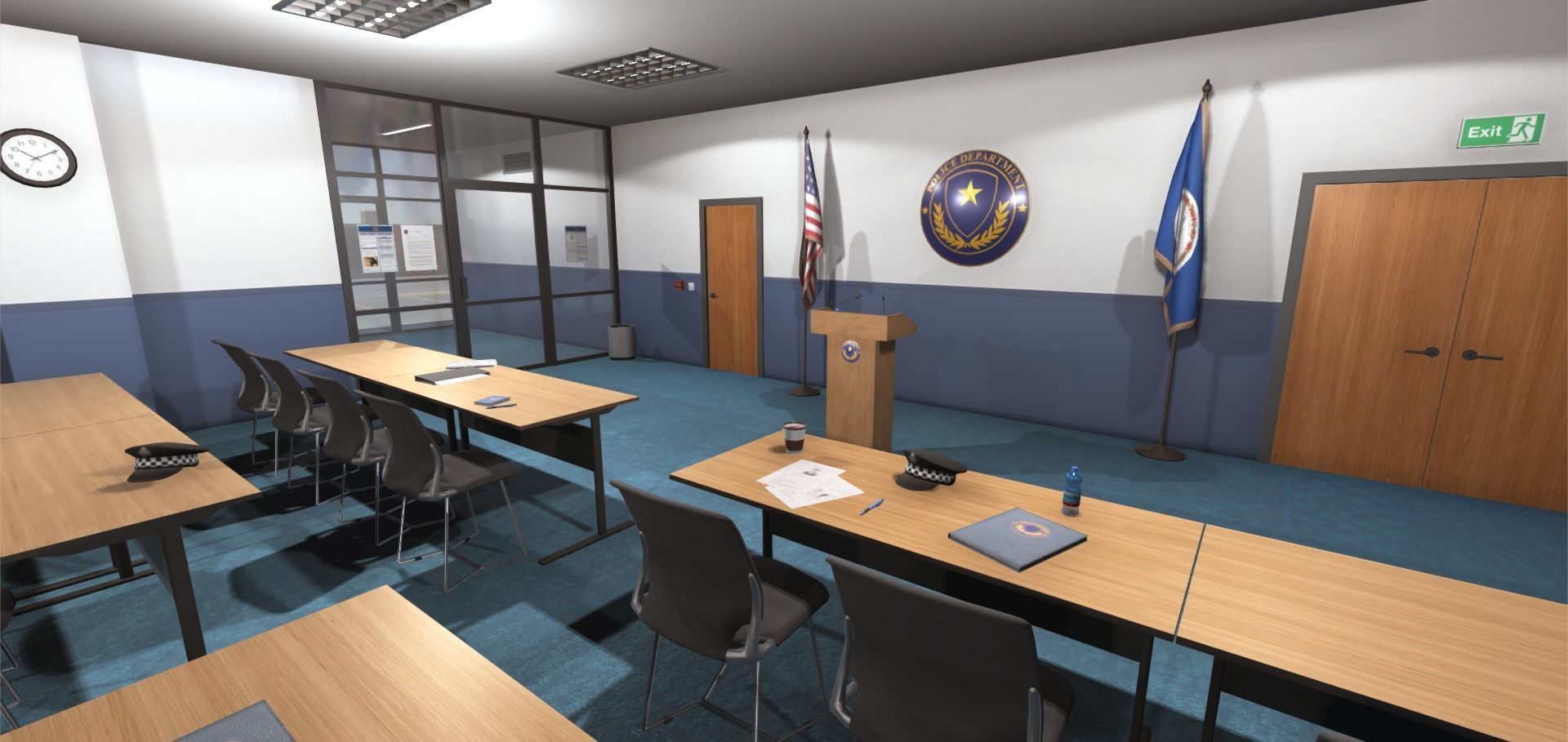 Police Conference Room Low-poly 3D model_2
