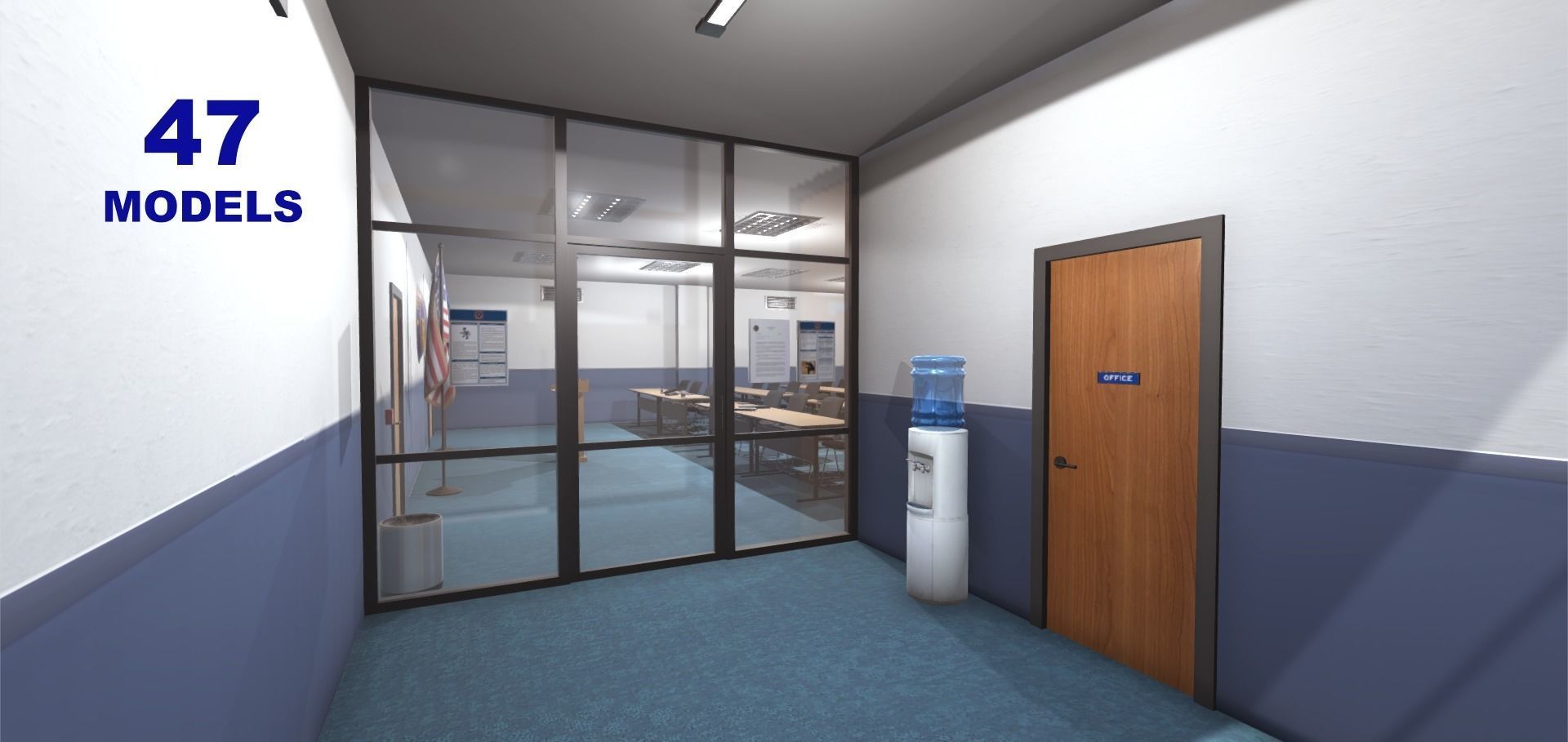 Police Conference Room Low-poly 3D model_9