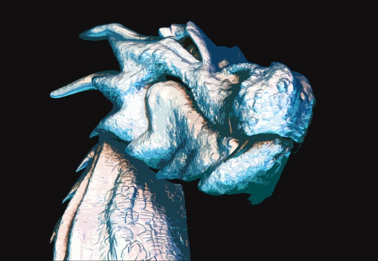 Fantasy Dragon Head high and lowpoly and 3d-print Free low-poly 3D model_46