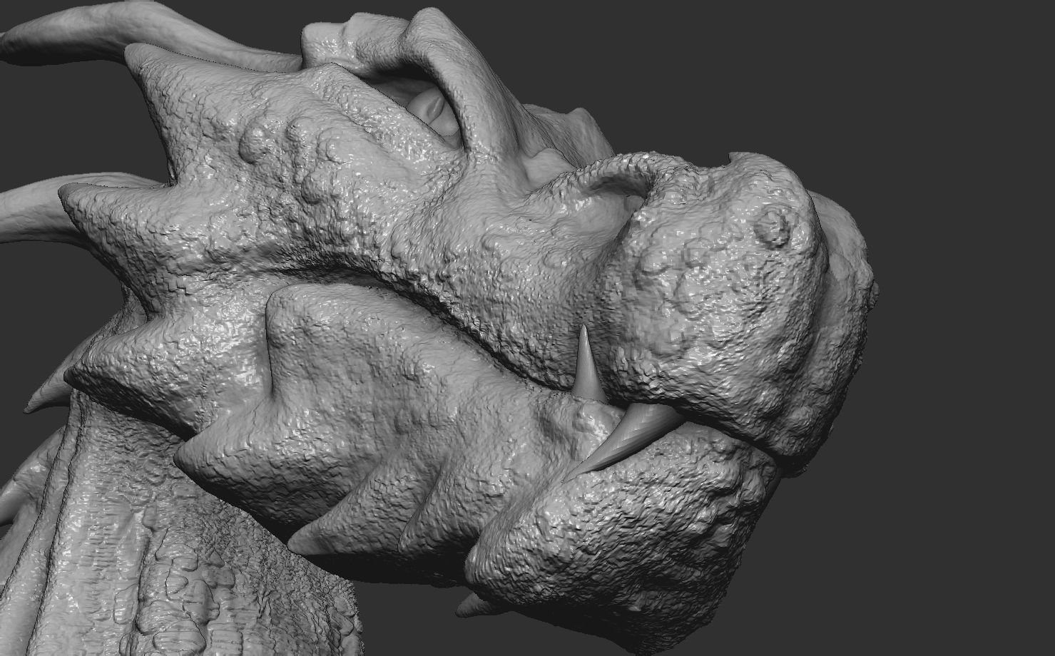 Fantasy Dragon Head high and lowpoly and 3d-print Free low-poly 3D model_5