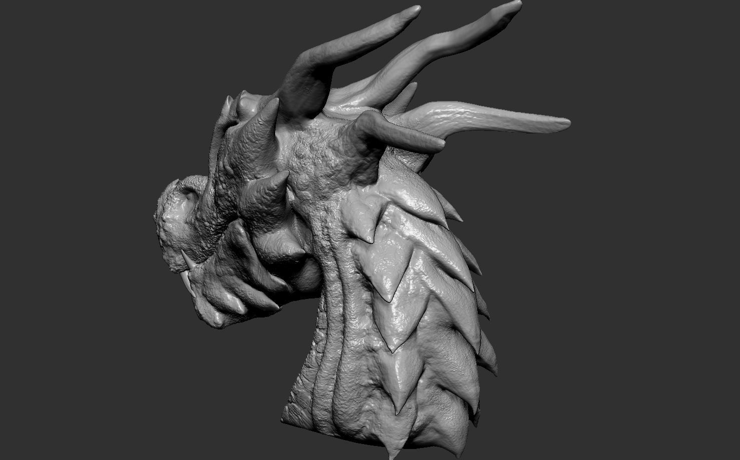 Fantasy Dragon Head high and lowpoly and 3d-print Free low-poly 3D model_9