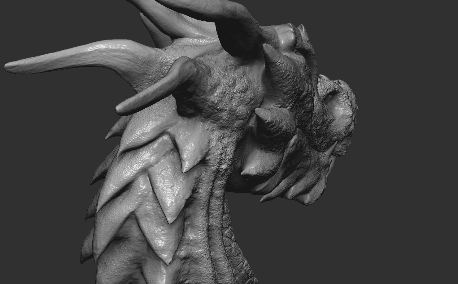 Fantasy Dragon Head high and lowpoly and 3d-print Free low-poly 3D model_8