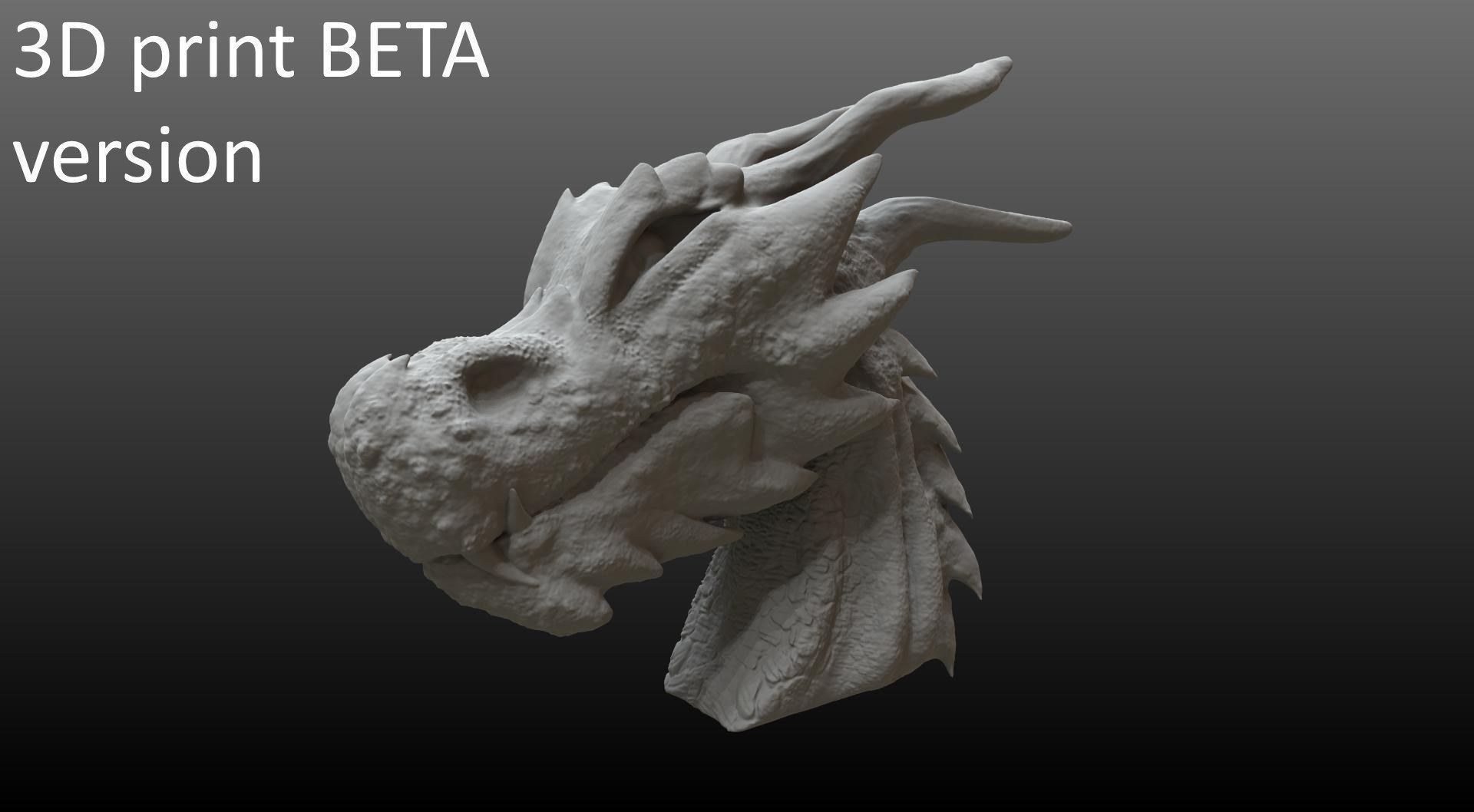 Fantasy Dragon Head high and lowpoly and 3d-print Free low-poly 3D model_30