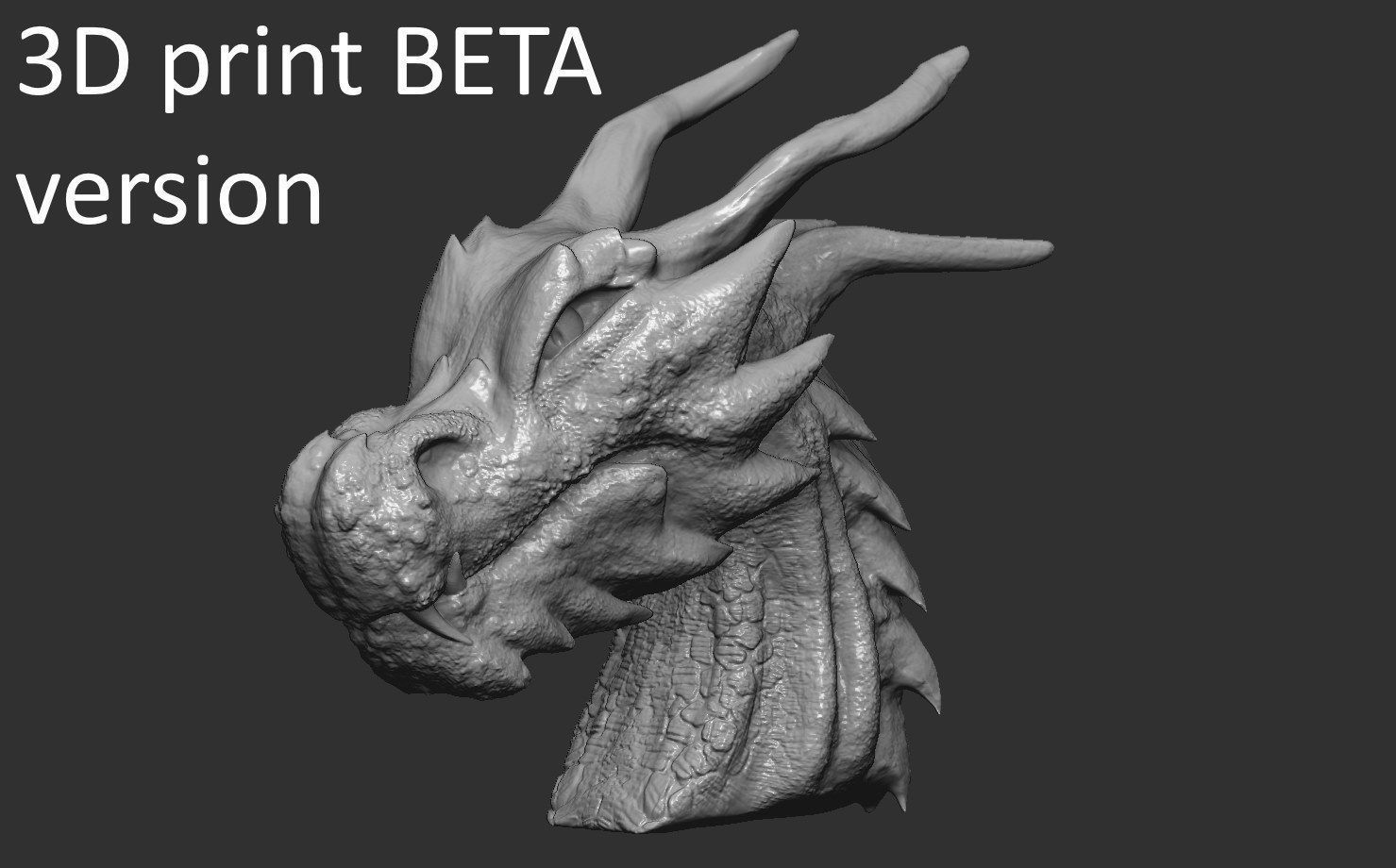 Fantasy Dragon Head high and lowpoly and 3d-print Free low-poly 3D model_26