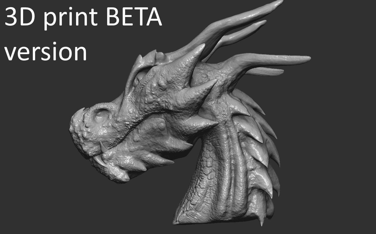 Fantasy Dragon Head high and lowpoly and 3d-print Free low-poly 3D model_25