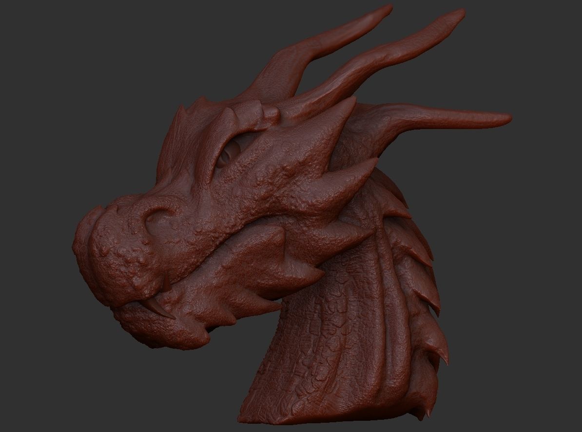 Fantasy Dragon Head high and lowpoly and 3d-print Free low-poly 3D model_2