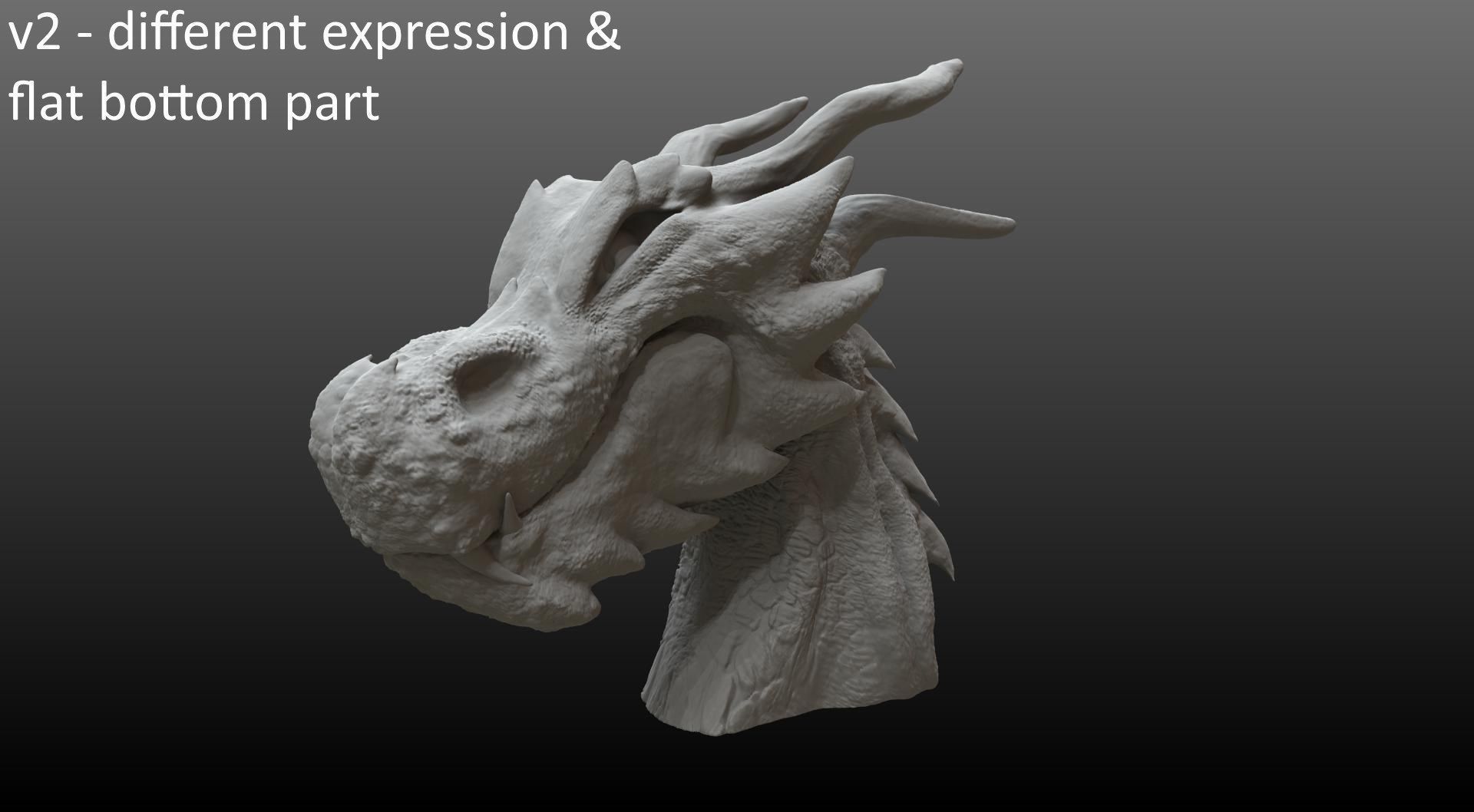 Fantasy Dragon Head high and lowpoly and 3d-print Free low-poly 3D model_23