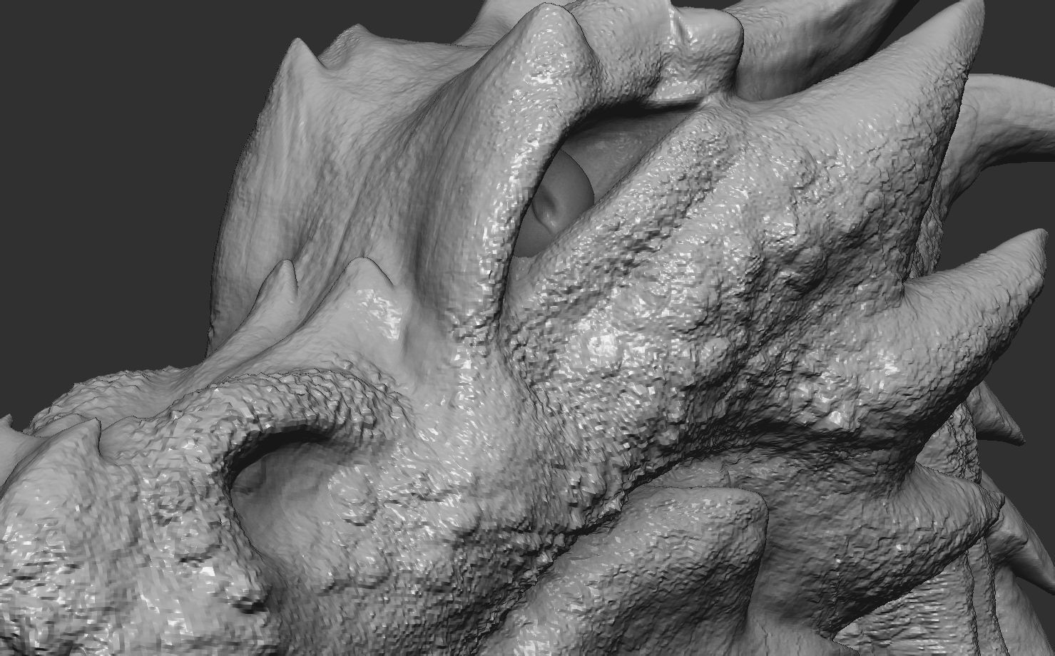 Fantasy Dragon Head high and lowpoly and 3d-print Free low-poly 3D model_6