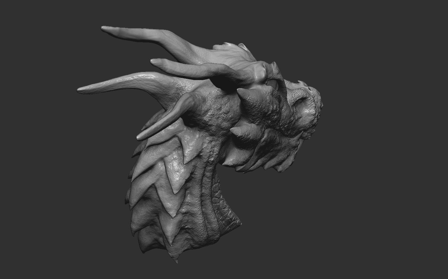 Fantasy Dragon Head high and lowpoly and 3d-print Free low-poly 3D model_7