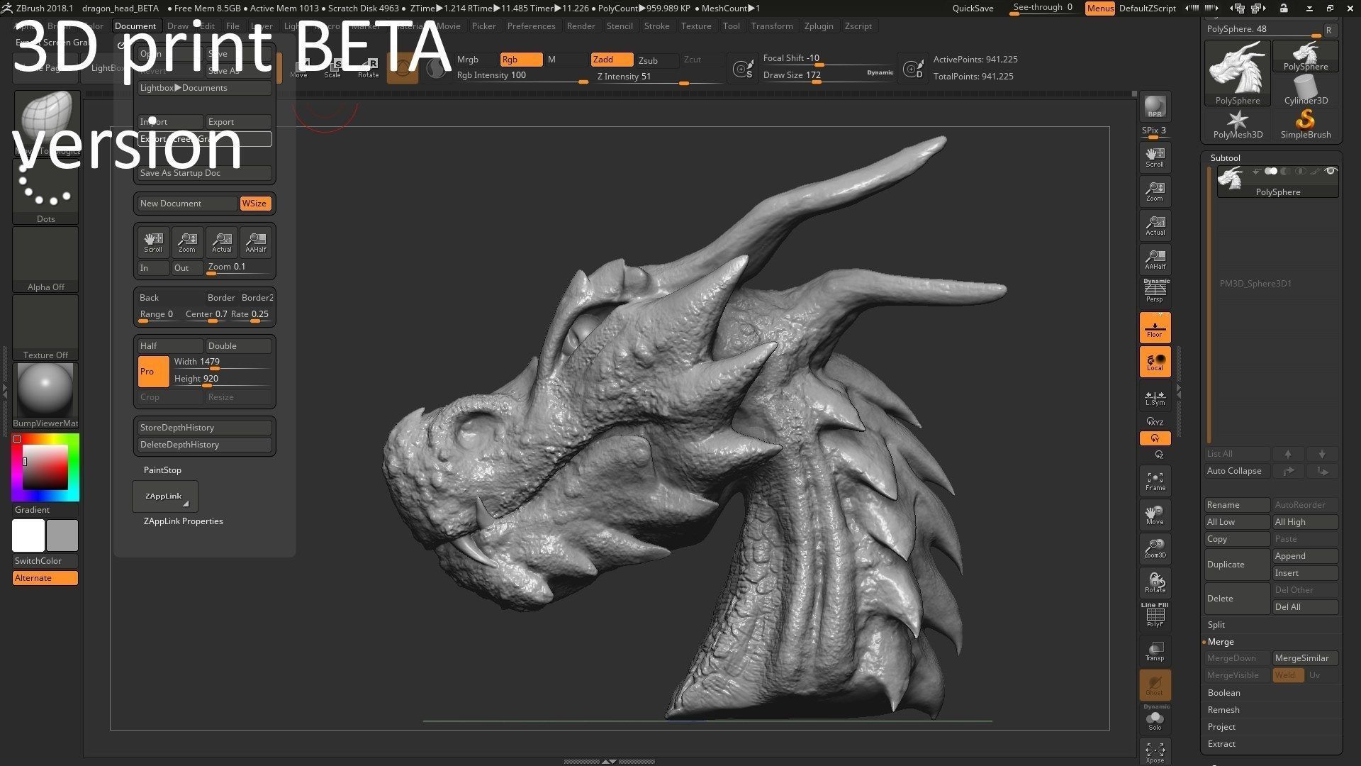 Fantasy Dragon Head high and lowpoly and 3d-print Free low-poly 3D model_29