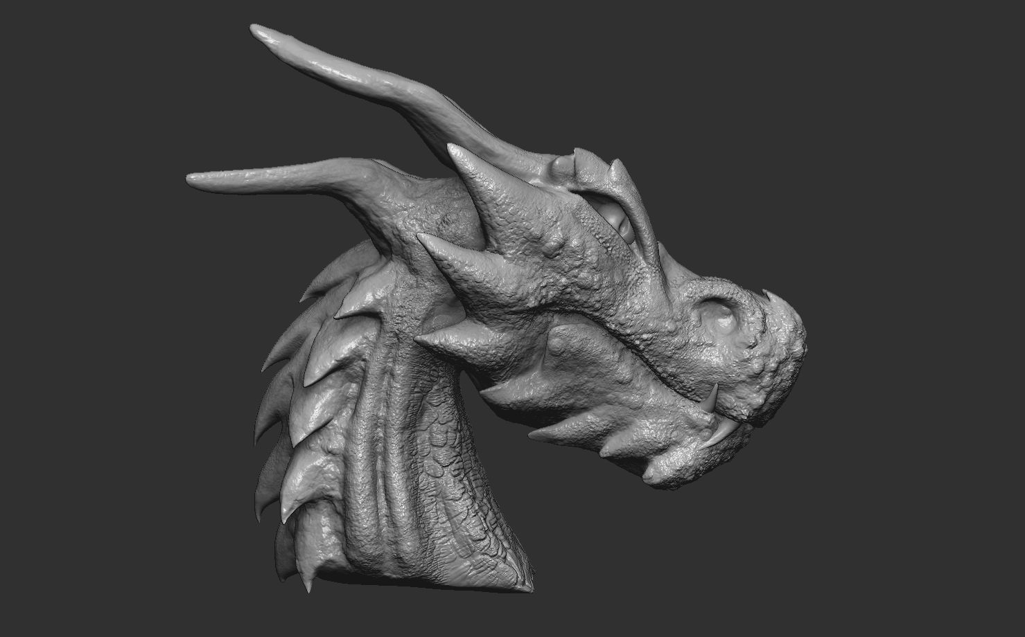 Fantasy Dragon Head high and lowpoly and 3d-print Free low-poly 3D model_4