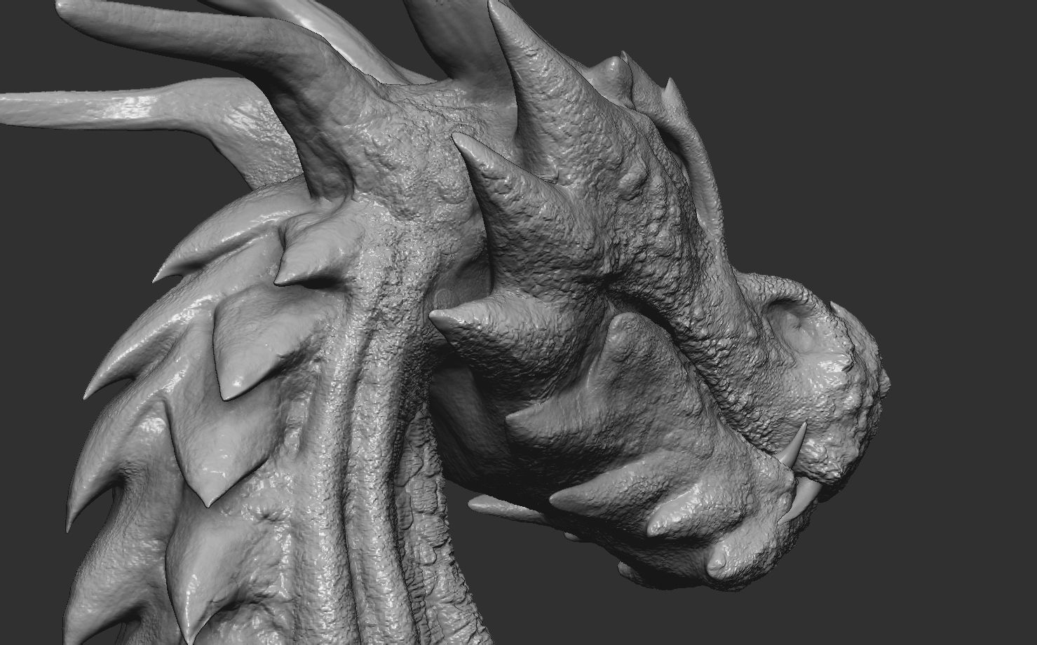 Fantasy Dragon Head high and lowpoly and 3d-print Free low-poly 3D model_17