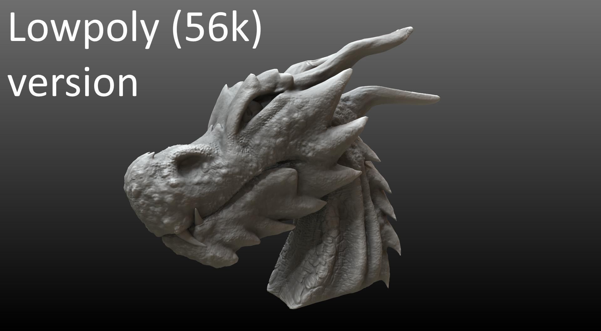Fantasy Dragon Head high and lowpoly and 3d-print Free low-poly 3D model_42