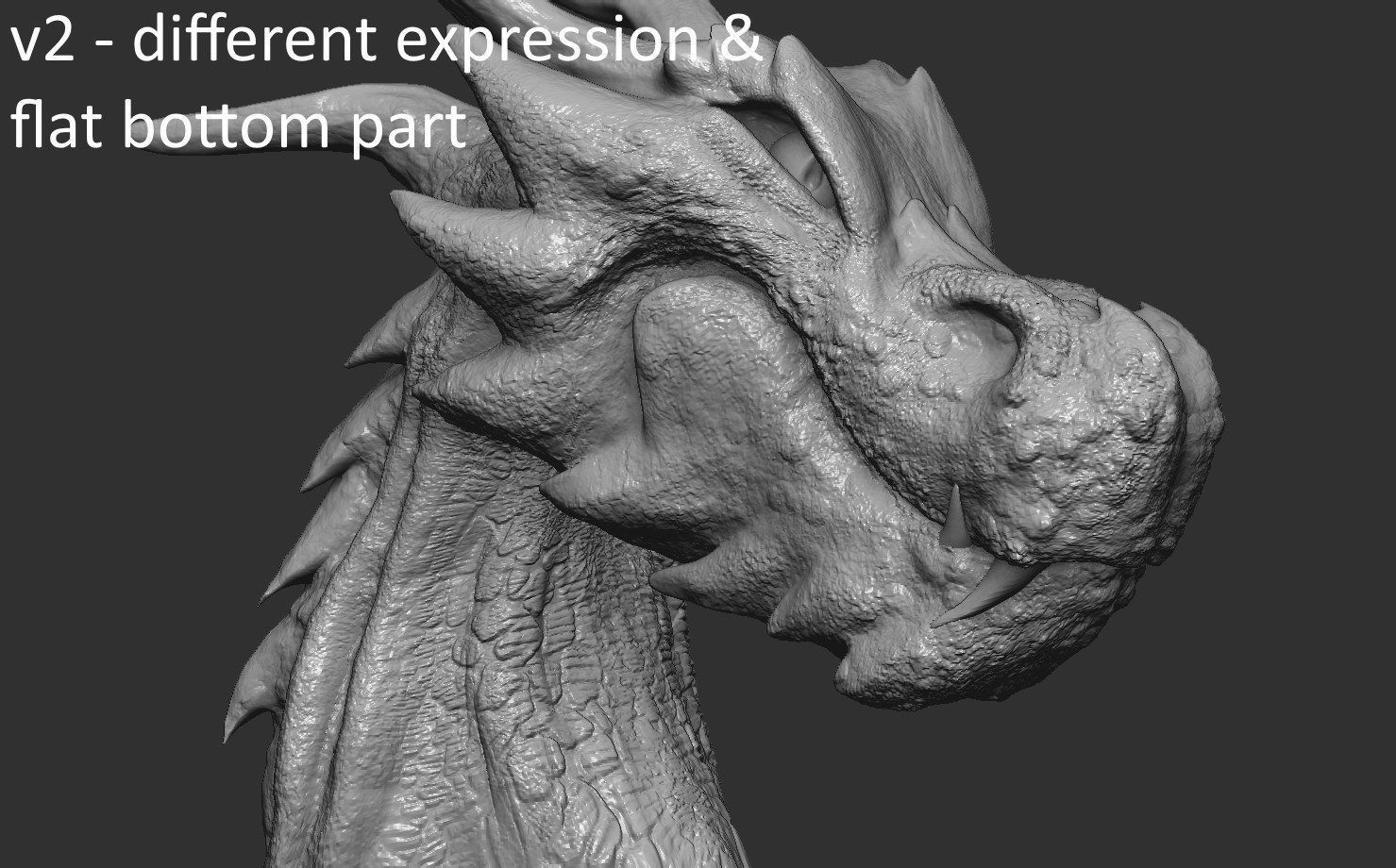 Fantasy Dragon Head high and lowpoly and 3d-print Free low-poly 3D model_19