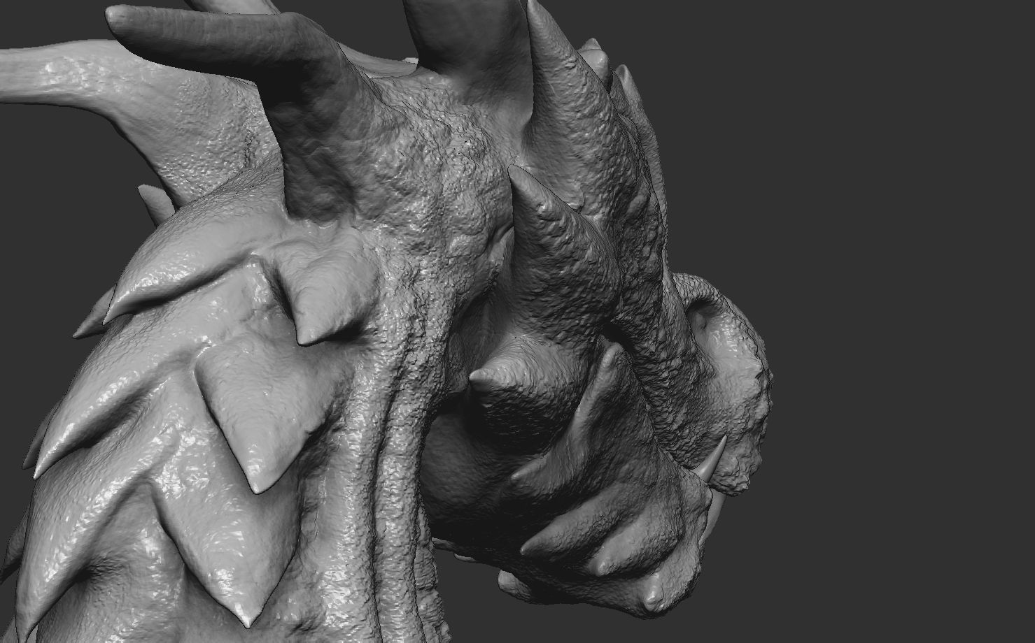 Fantasy Dragon Head high and lowpoly and 3d-print Free low-poly 3D model_10