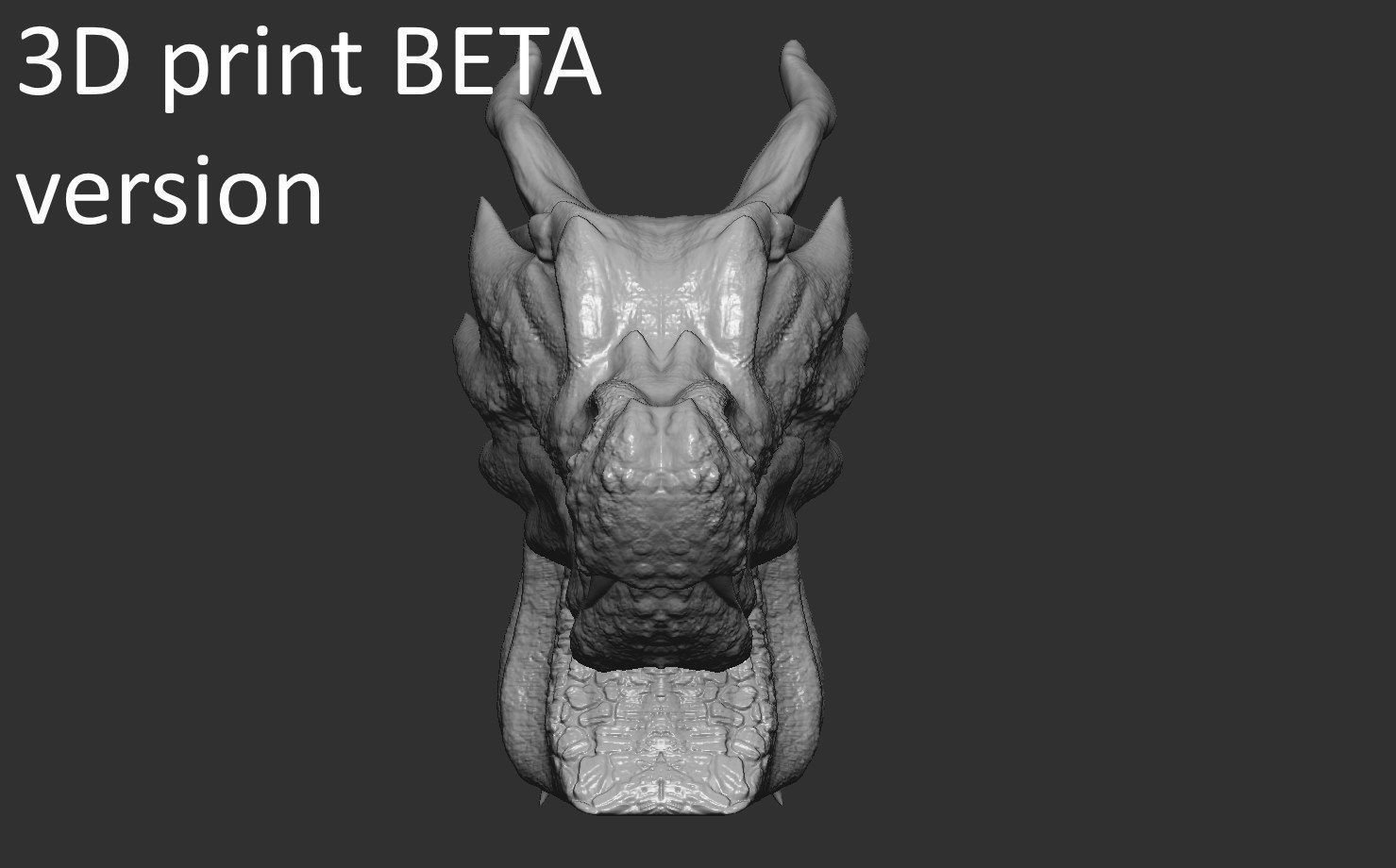 Fantasy Dragon Head high and lowpoly and 3d-print Free low-poly 3D model_27
