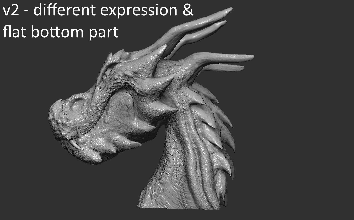 Fantasy Dragon Head high and lowpoly and 3d-print Free low-poly 3D model_20
