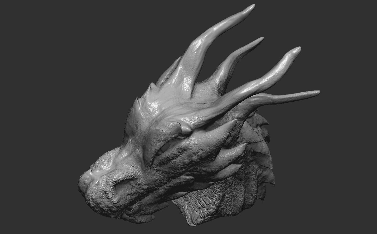 Fantasy Dragon Head high and lowpoly and 3d-print Free low-poly 3D model_15