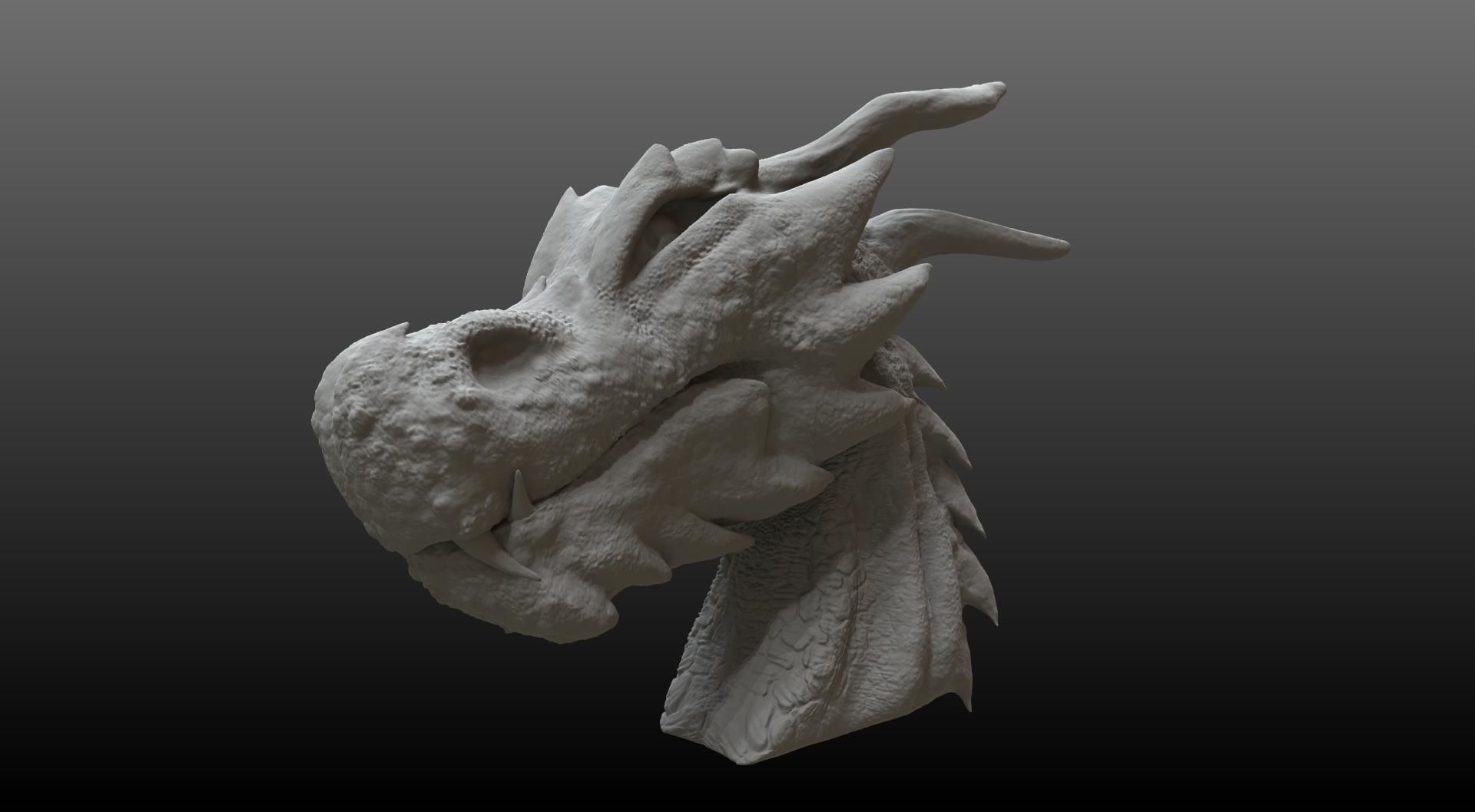 Fantasy Dragon Head high and lowpoly and 3d-print Free low-poly 3D model_18
