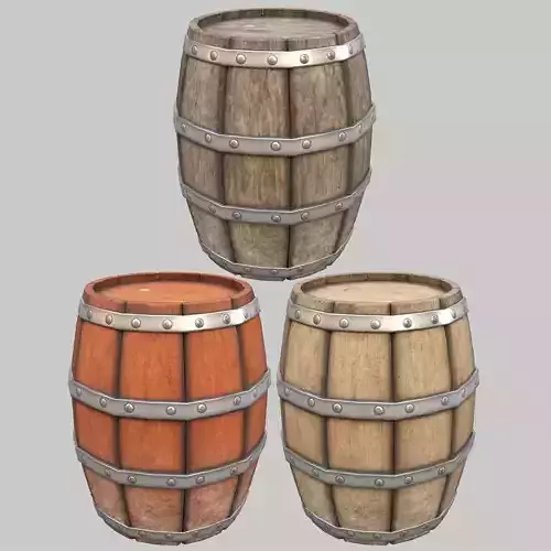 Wooden Barrel - Game Ready - VR AR