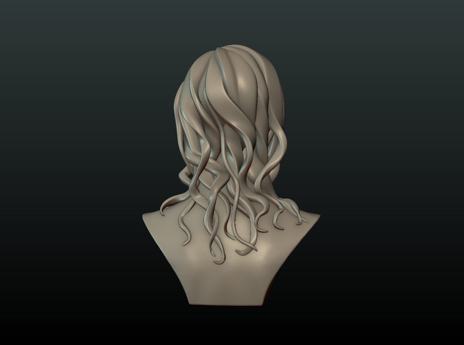 Woman head and Hairstyle 3D print model_8