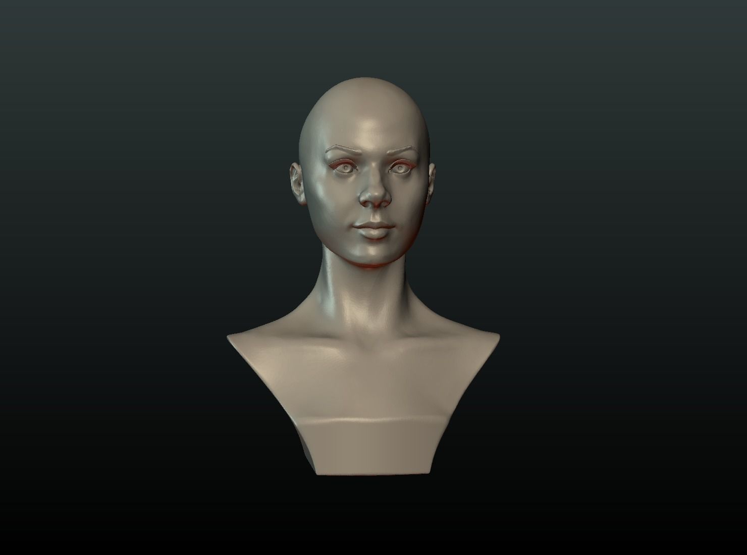 Woman head and Hairstyle 3D print model_17